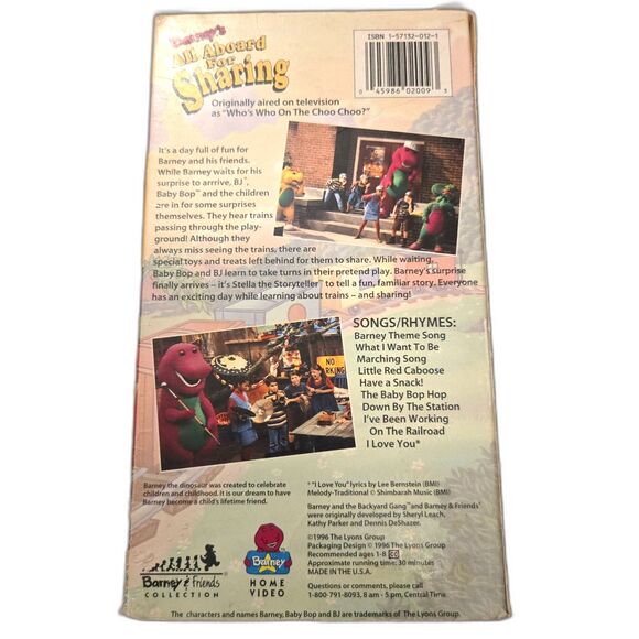 Barney: All Aboard for Sharing VHS (1996) – Classic Children’s Show - Picture 2 of 6